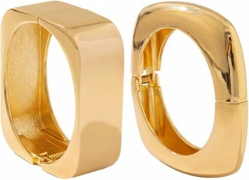 eartif Chunky Gold Bangle for Women Trendy Square Wide Cuff Bangle Stackable Bangles Bracelets 2PCS Big Gold Bangles Set Gold jewelry Gift in Kuwait