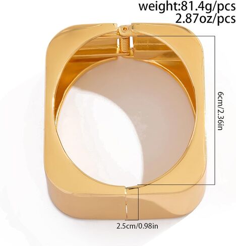 eartif Chunky Gold Bangle for Women Trendy Square Wide Cuff Bangle Stackable Bangles Bracelets 2PCS Big Gold Bangles Set Gold jewelry Gift in Kuwait