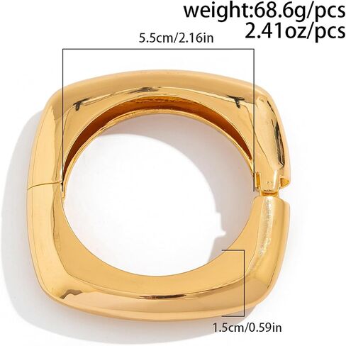 eartif Chunky Gold Bangle for Women Trendy Square Wide Cuff Bangle Stackable Bangles Bracelets 2PCS Big Gold Bangles Set Gold jewelry Gift in Kuwait