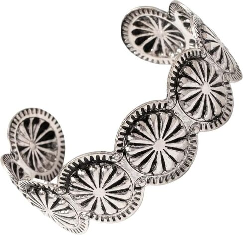 ASIJUNTYECHO Vintage Silver Cuff Bracelet Western Jewelry for Women, Boho Silver Bracelet Stack, Western Wear for Women Stackable Cuff, Minimalist Armband in Saudi Arabia