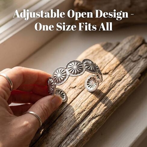 ASIJUNTYECHO Vintage Silver Cuff Bracelet Western Jewelry for Women, Boho Silver Bracelet Stack, Western Wear for Women Stackable Cuff, Minimalist Armband in Saudi Arabia