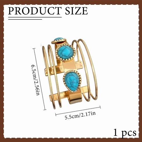 Gold and Turquoise Bracelets for Women, Boho Western Cuff Bracelet, Chic Country Concert Outfits, Rural Style Fashion Jewelry in Saudi Arabia