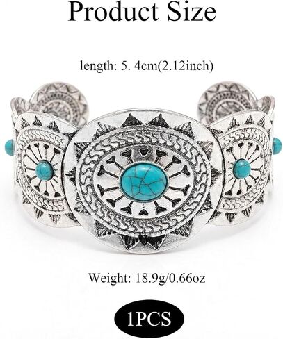 Western Bracelets for Women,Vintage Silver Turquoise Cuff Bracelet Wide Open Bangle,Boho Cuff Bracelets for Women,Chunky Engraved Cowgirl Country Style Jewelry for Festival Rodeo Gift in Saudi Arabia