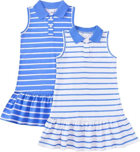 Kucnuzki Toddler Girls Dress Summer Outfits Kids Princess 2 Pack Sleeveless Dresses for Girls 3-8T Casual Beach Sundress in Saudi Arabia