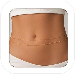 2PCS Gold Waist Chain for Women Adjustable Waterproof Belly Belt Body Chain for Sexy Bikini Beach Jewelry for Women Vacation Accessories for Summer Outfits in Saudi Arabia
