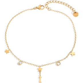 Initial Anklet for Women, 18K Gold Plated Waterproof Ankle Bracelet, Star CZ Letter A-Z Personalized Beach Foot Jewelry in Saudi Arabia