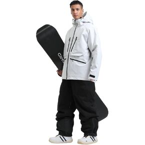 GSOU SNOW Mens Ski Jacket and Pants Set Baggy Snowboard Suit Ski Snowsuit Snow Bibs Waterproof Hooded in Saudi Arabia