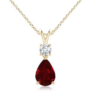 1.7-4 Ct. Certified Pear-Shaped Teardrop Lab Ruby/Sapphire/Emerald V-Bale Pendant Necklace For Women Gemstone Birthstone Jewelry in Saudi Arabia