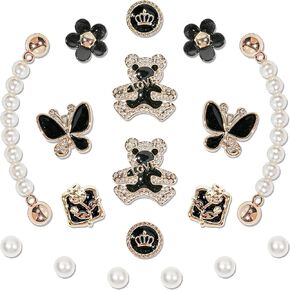 20 Pcs Bling Shoe Charms, Flower Pearl Shoe Decor Bling Shoes Chains DIY Shoe Accessories Charms for Women Teens Luxury Clog Sandals Charm for Birthday Party Favor in Saudi Arabia