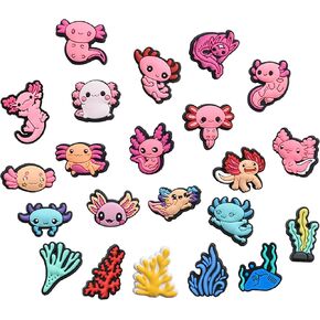 22PCS Axolotl Croc Charms Cute Kawaii Animal for Party Favors Gifts | 22PCS pink axolotl croc charms, cute kawaii animal. Waterproof PVC. Fit crocs & bags. Perfect for party favors gifts. in Saudi Arabia