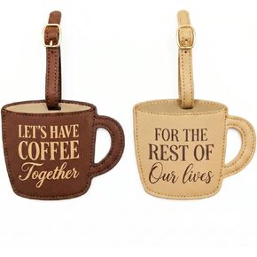 Couples Luggage Tags Set of 2, Cute Matching Suitcase & Baggage Tags for Travel, Funny Mr & Mrs Bag Tag, Honeymoon & Wedding Gifts for Couples (Coffee) in Saudi Arabia