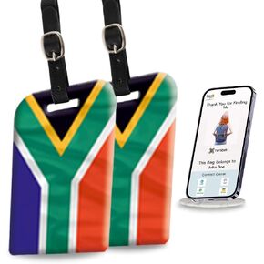 [Pack 2] tag8 South Africa Flag Smart Luggage tag |Trendy Luggage tag ID Identification | Suitcase Tag | Fashionable Digital Name tag | Airline Compliant, SITA World Tracer Code Enabled | Gift idea in Saudi Arabia