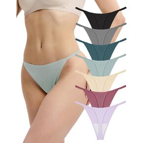 BAMBOO COOL Women's Bamboo Cotton G-String Thongs No Show Thong Underwear Stretch Breathable Low Rise Panties 7 Pack in Kuwait