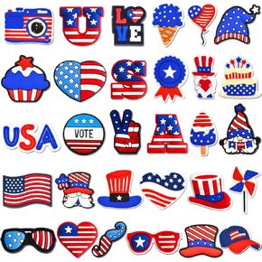 30PCS Cute 4th of July Pins Funny Lapel Badge Rubber Brooch independence day USA Flag Star Pins for Backpacks, Hats, Bags,Jackets Women Nurse Teens Gifts in Saudi Arabia
