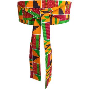 African Belt for Women Obi Belt Ankara Print Wrap Belt Kente High Waist Belt African Fabric Sash Cotton One Size in Saudi Arabia