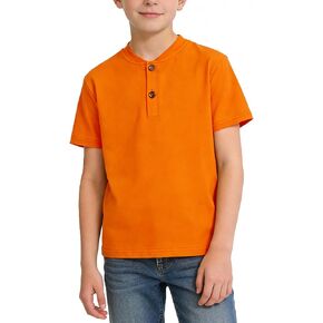 قميص LYSMuch Boy Henley بأكمام قصيرة للأطفال، قميص كاجوال بلون سادة مناسب للأعمار من 5 إلى 14 عامًا in Kuwait