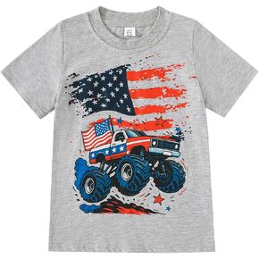 Toddler Boys 4th of July Shirts Cotton American Flag Dinosaur T-Shirts Kids Patriotic Short Sleeve Tees Top 2-7 Years in Saudi Arabia