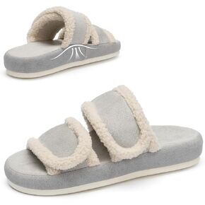 Chantomoo Adjustable Acrh Support Orthopedic Slippers for Women Memory Foam House Two Bands Velcro Upper Slipper Comfy Gift Slippers in Saudi Arabia