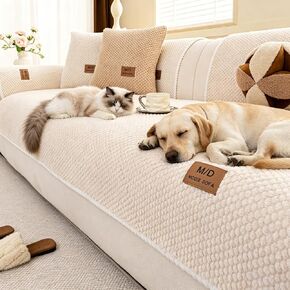 Couch Covers for Sofa, Non Slip Couch Covers for Dogs, Funny Fuzzy Sofa Cover Washable, Non Slip Sofa Slipcovers Furniture Protector for L Shaped(1PC,Beige White,36"×71") in Saudi Arabia
