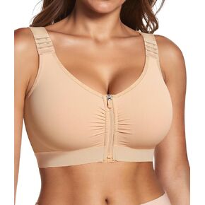 BRABIC Zip Front Closure Mastectomy Bras for Women Post Surgery Compression Everyday Surgical Wireless Wide Adjustable Straps(Nude, X-Large) in Saudi Arabia