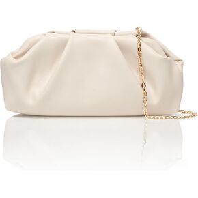Cream Clutch Purse, Womens Clutch Purse with Gold Detachable Chain, Leather Clutch Bags for Women for Wedding Party Evening Bag Gift in Saudi Arabia