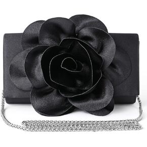 Coucoland Clutch Purses for Women, 3D Flower Flap Evening Bag Formal Vintage Satin Handbags for Bridal Wedding Party Daily in Kuwait