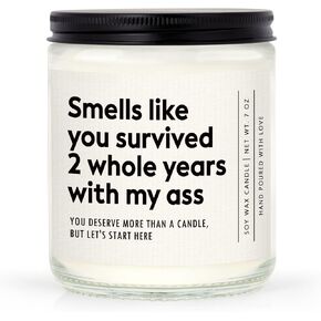 2 Year Anniversary Candle Gifts for Him Her Boyfriend Girlfriend Wife Husband, Cotton Anniversary Funny Gifts, Cotton 2nd Anniversarys Gift, 2 Year Wedding Anniv. Present, Lavender, Handmade in Saudi Arabia