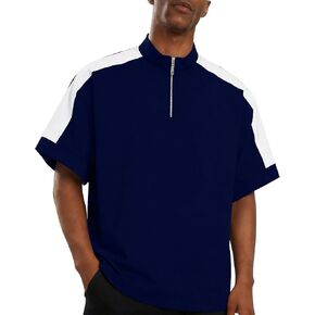 Opomelo Mens Cage Jacket Weather-Resistant Windbreaker Lightweight Short Sleeve Waterproof Golf Polo Raider Pullover with Pocket for Workout Navy XL in Saudi Arabia
