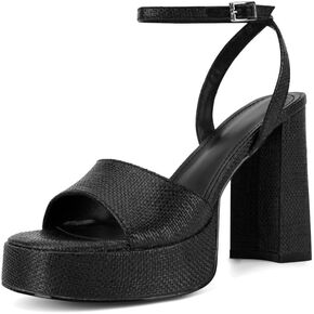 ANFEE Platform Heels for Women Chunky High Heels Open Toe Ankle Strap Sandals Dress Block Heeled Shoes for Wedding Party Vacation Beach in Saudi Arabia