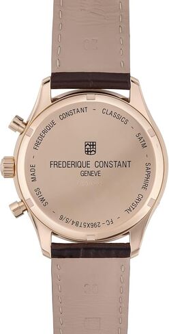 Frederique Constant Classic Chronographs Swiss Quartz Moonphase Rose Gold Stainless Steel Case Watch and Black Leather Strap, White Dial, Style: FC-296SW5B4 in Saudi Arabia