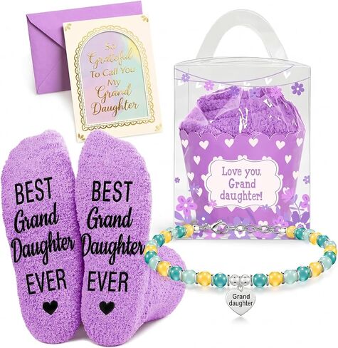 مجموعة هدايا HAPPYPOP Mom Aunt Granddaughter - سوار وجوارب وبطاقة هدية رائعة يمكن ارتداؤها in Kuwait