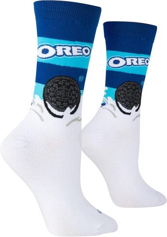 Cool Socks - Oreo Cookies Crew Socks - Fun Food Themed Novelty Socks - Size Large for Men & Women - Snack Graphic Merch Apparel - Comfy Cotton Blend - Great Gift for Fans Birthdays Holidays in Kuwait