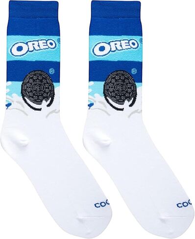 Cool Socks - Oreo Cookies Crew Socks - Fun Food Themed Novelty Socks - Size Large for Men & Women - Snack Graphic Merch Apparel - Comfy Cotton Blend - Great Gift for Fans Birthdays Holidays in Kuwait