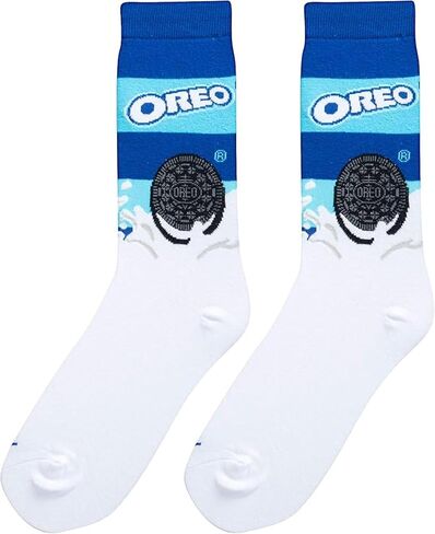 Cool Socks - Oreo Cookies Crew Socks - Fun Food Themed Novelty Socks - Size Large for Men & Women - Snack Graphic Merch Apparel - Comfy Cotton Blend - Great Gift for Fans Birthdays Holidays in Kuwait