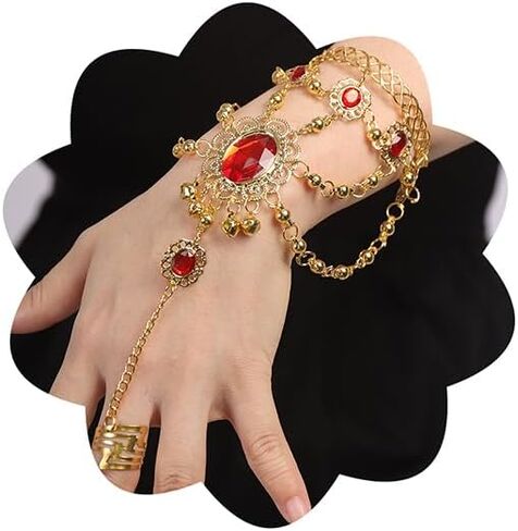 Xerling الذهب بوهو سوار أحمر كريستال البنصر اليد تسخير الرقيق أساور للنساء البوهيمي ربط سوار شرابة سلاسل اليد الكفة المفتوحة in Kuwait