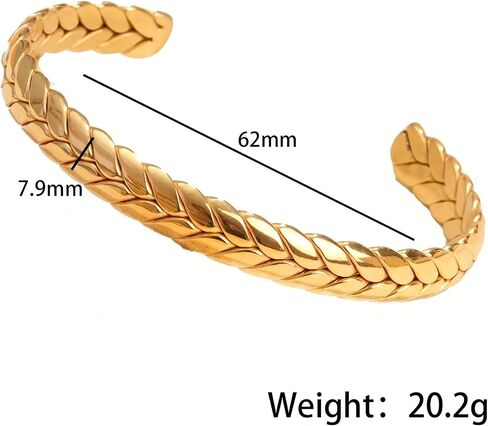 18k gold braided open mouth women's bracelet, 14k gold Miami Cuban bracelet, Italian gold jewelry. Christmas, Mother's Day, birthdays and other holiday gifts. in Kuwait