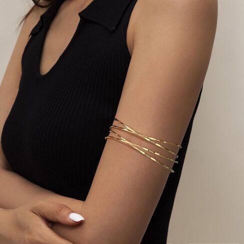 4 Pcs Gold Arm Cuff for Women Upper Arm Bangle Bracelet Open Adjustable Flower Minimalist Armband for Summer Beach Arm Jewelry in Saudi Arabia