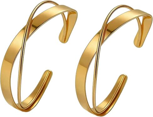 2Pcs Gold Arm Cuff Jewelry for Women Minimalist Arm Cuffs Bracelets Open Adjustable Chunky Cuffs Bangle Summer Beach upper arm cuff Jewelry in Kuwait