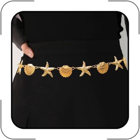 الطبقات مكتنزة الخصر سلسلة للنساء الشرير الذهب الصليب حزام سلاسل القوطية نجم البحر الخصر سلسلة حورية البحر مجوهرات وتتسابق اكسسوارات in Kuwait