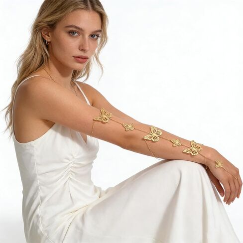 Arm Cuff Jewelry for Women, Tassel Upper Arm Chain Bracelet, Trendy Gold Arm Cuff Upper Arm Band, Adjustable Golden Upper Arm Accessories in Saudi Arabia