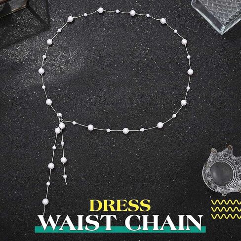 YONAMIX Pearl Belt Silver Waist Chain Jewelry for Women | Pearl Belly Chain Belt for Prom Evening Event Wedding in Saudi Arabia