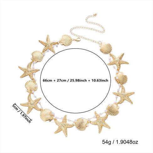 Gold Starfish Waist Chain for Women Shell Mermaid Belly Chain Bohemian Bikini Body Chain Hawaiian Beach Jewelry Mermaid Outfit Party Accessories in Kuwait