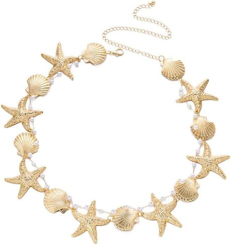 Gold Starfish Waist Chain for Women Shell Mermaid Belly Chain Bohemian Bikini Body Chain Hawaiian Beach Jewelry Mermaid Outfit Party Accessories in Kuwait
