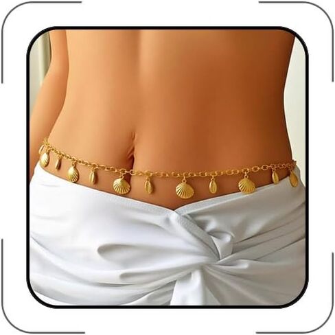 Gold Starfish Waist Chain for Women Shell Mermaid Belly Chain Bohemian Bikini Body Chain Hawaiian Beach Jewelry Mermaid Outfit Party Accessories in Kuwait