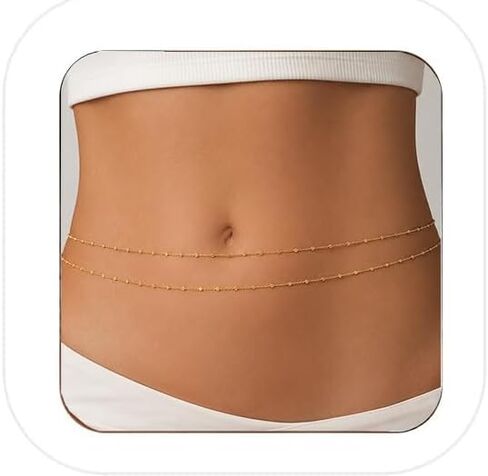 2PCS Gold Waist Chain for Women Adjustable Waterproof Belly Belt Body Chain for Sexy Bikini Beach Jewelry for Women Vacation Accessories for Summer Outfits in Saudi Arabia