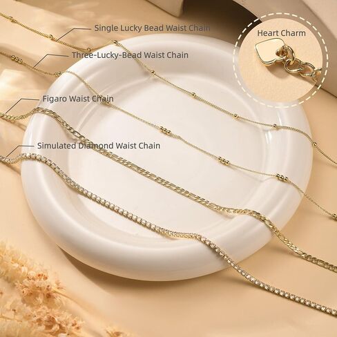 YOIHUR 14K Gold Filled Waist Chain, Bohemian Y2K Layered Belly Chain, Body Chain, Hypoallergenic Bikini Beach Jewelry, Multiple Pack Sizes, Ideal Gift for Women in Kuwait