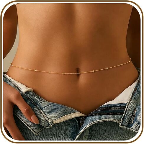 YOIHUR 14K Gold Filled Waist Chain, Bohemian Y2K Layered Belly Chain, Body Chain, Hypoallergenic Bikini Beach Jewelry, Multiple Pack Sizes, Ideal Gift for Women in Kuwait