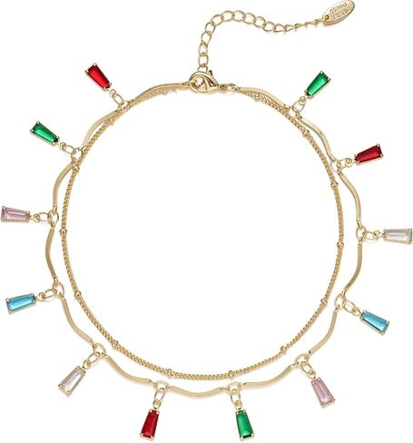 Multicolor Crystal Anklet 14K Gold Plated Waterproof Ankle Bracelets Adjustable Layered Summer Beach Foot Jewelry for Women in Saudi Arabia