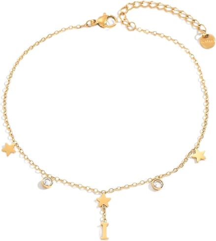 Initial Anklet for Women, 18K Gold Plated Waterproof Ankle Bracelet, Star CZ Letter A-Z Personalized Beach Foot Jewelry in Saudi Arabia