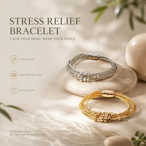 Fidget Bracelet for Women,2 Pack Trichotillomania Relief Skin Picking Fidget Bead Bracelets,Anti Skin Picking Prevention Tools for Anxiety Relief, Sensory Bead Bracelet for Hair Pulling Relief in Saudi Arabia
